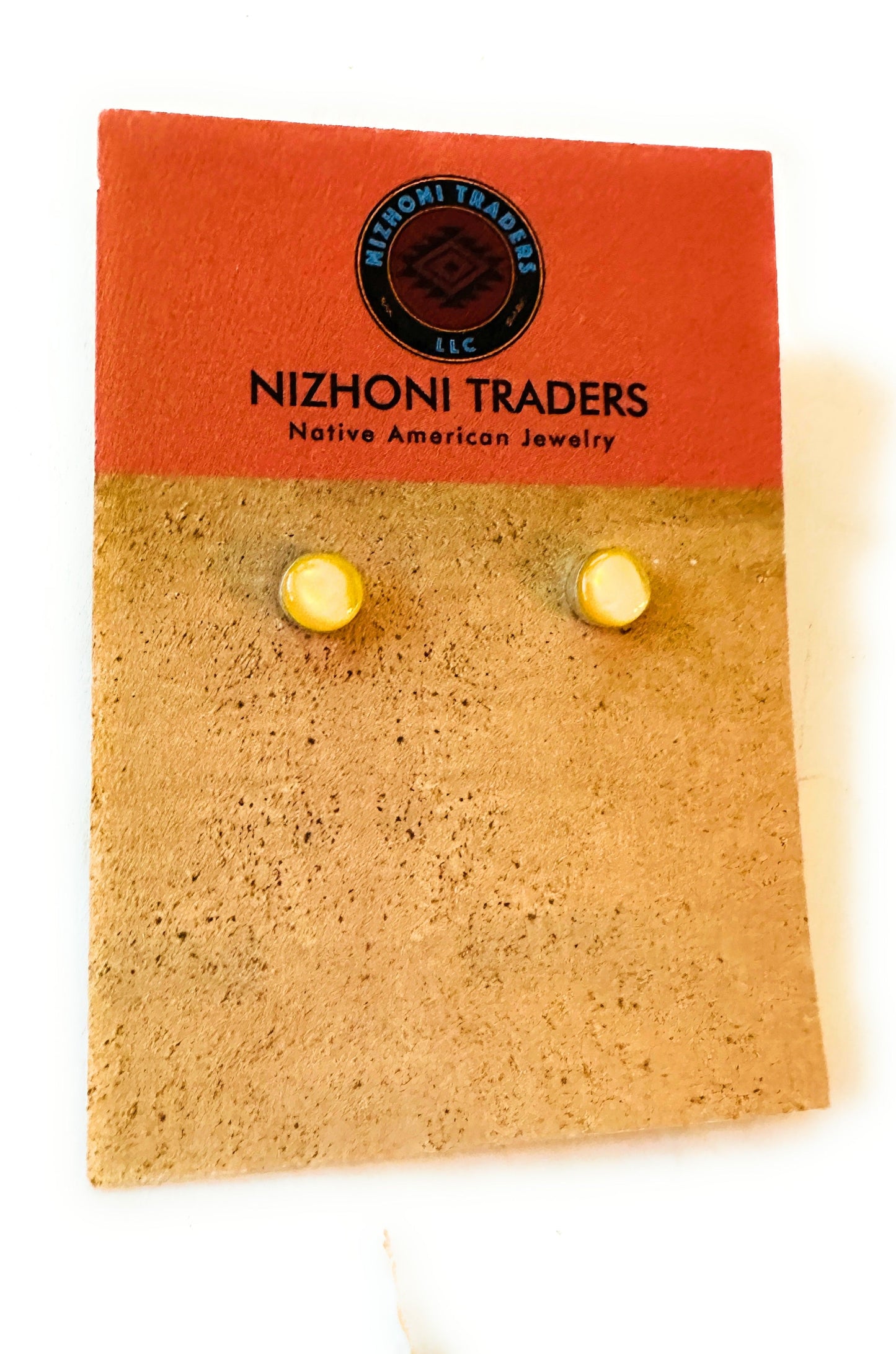 Handcrafted Yellow Mother of Pearl and Sterling Silver Stud Earrings