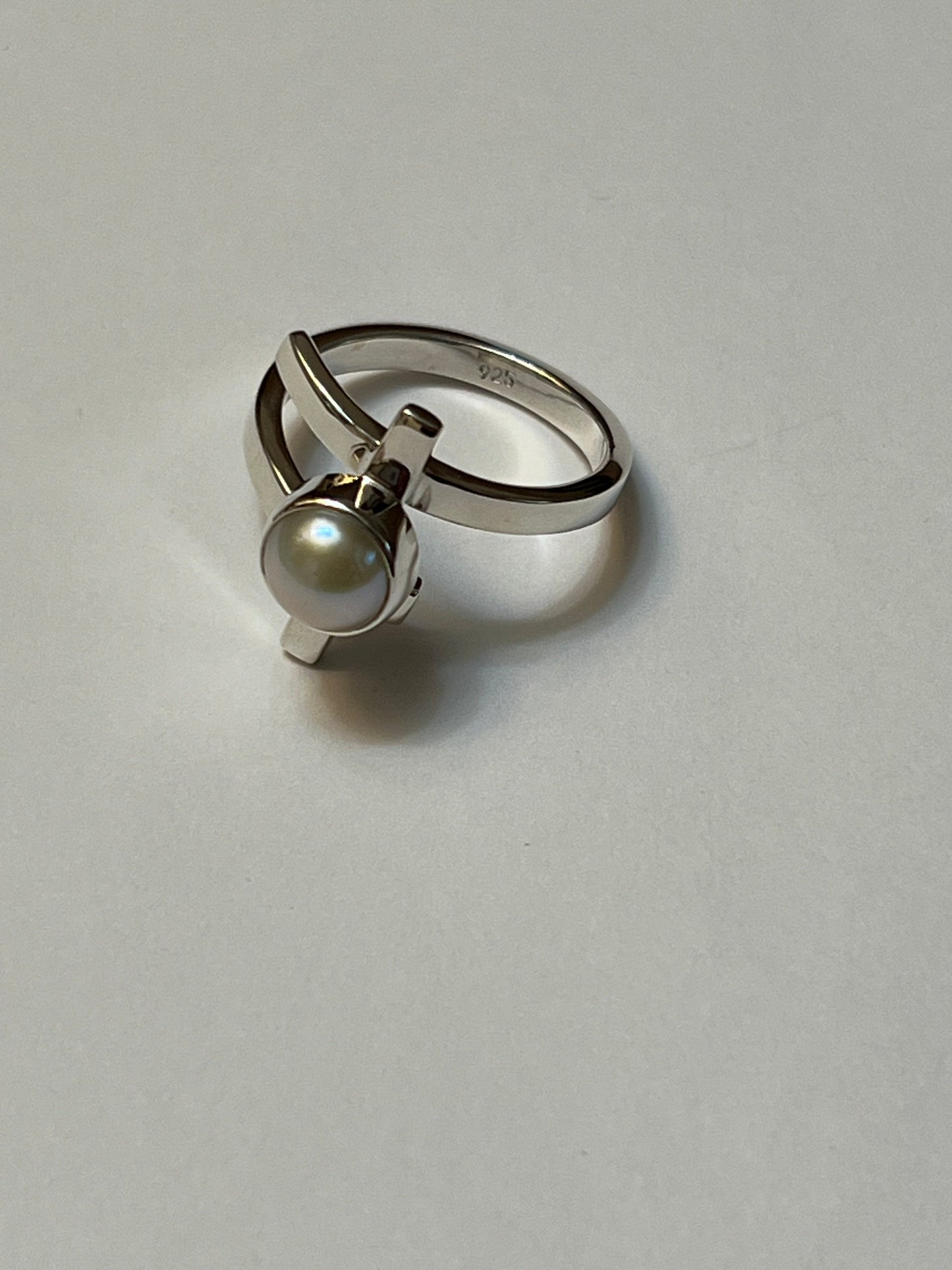 Wrap Sterling Silver Ring w/ Pearl Center