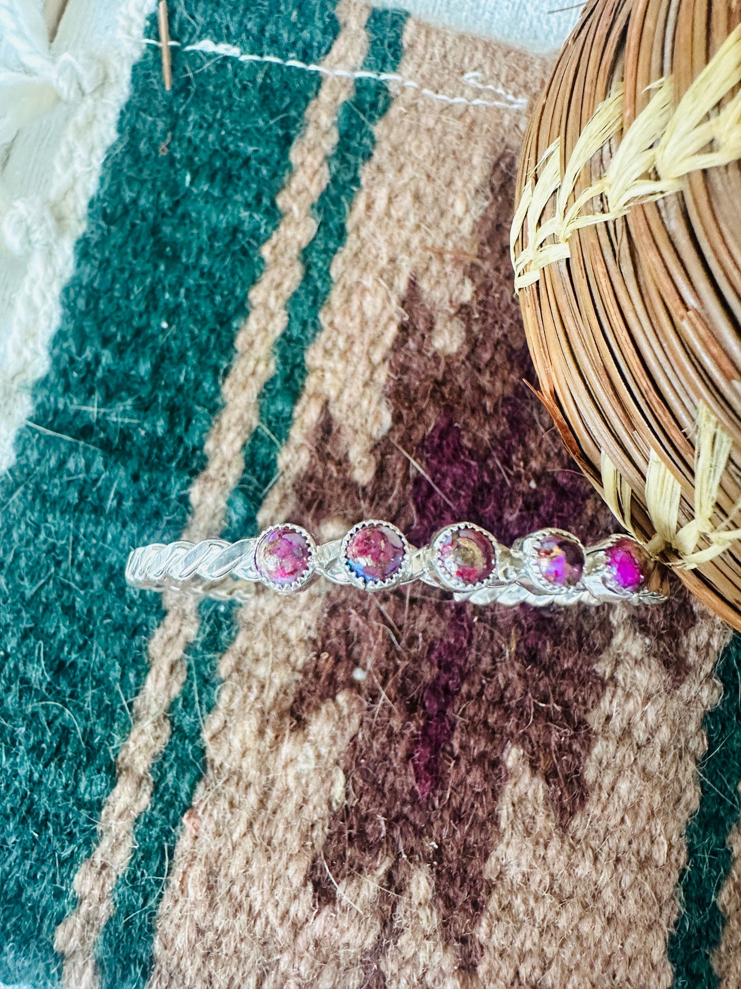 Handcrafted Pink Dream Mojave & Sterling Silver Cuff Bracelet