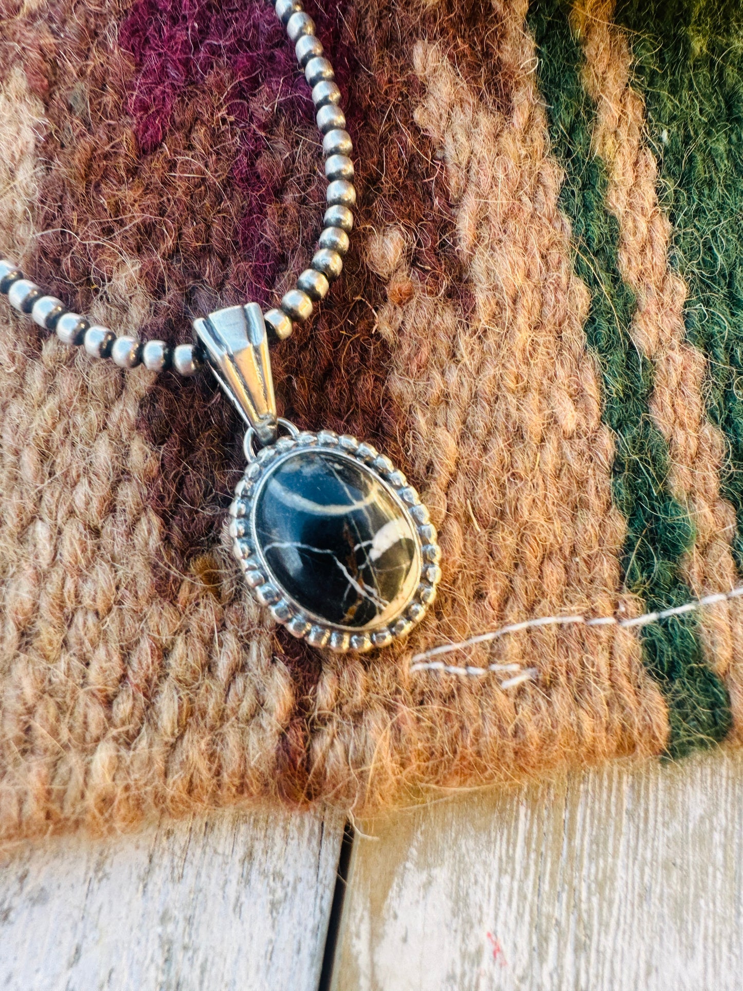 Handcrafted Sterling Silver & White Buffalo Pendant