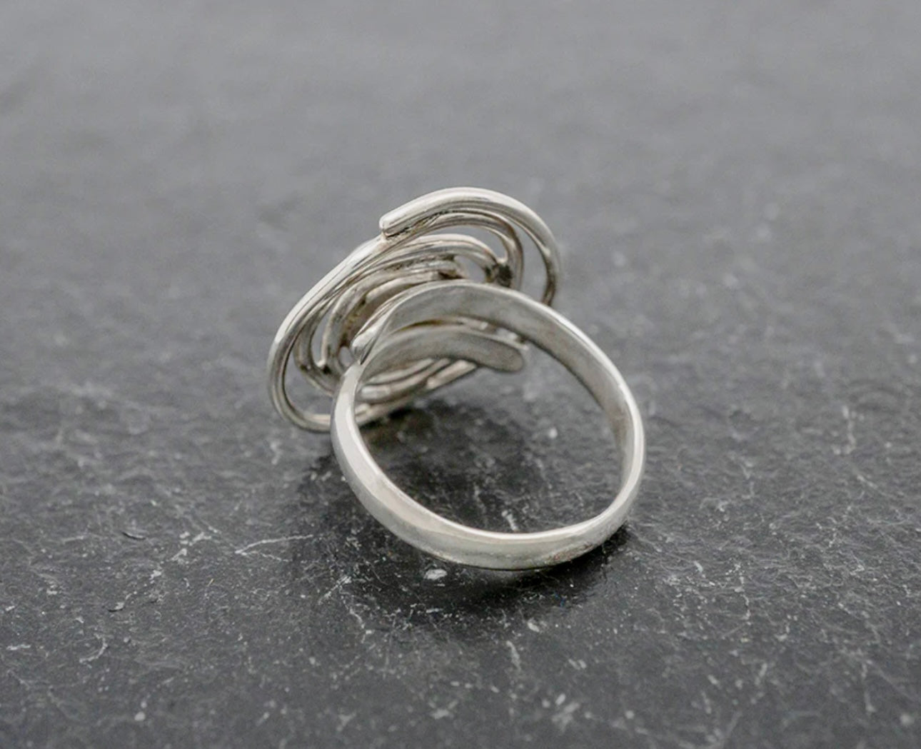Swirl Sterling Silver Ring w/ Pearl