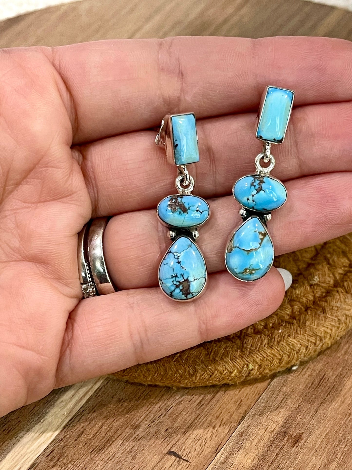 Handcrafted Sterling Silver & Golden Hills Post Dangle Earrings