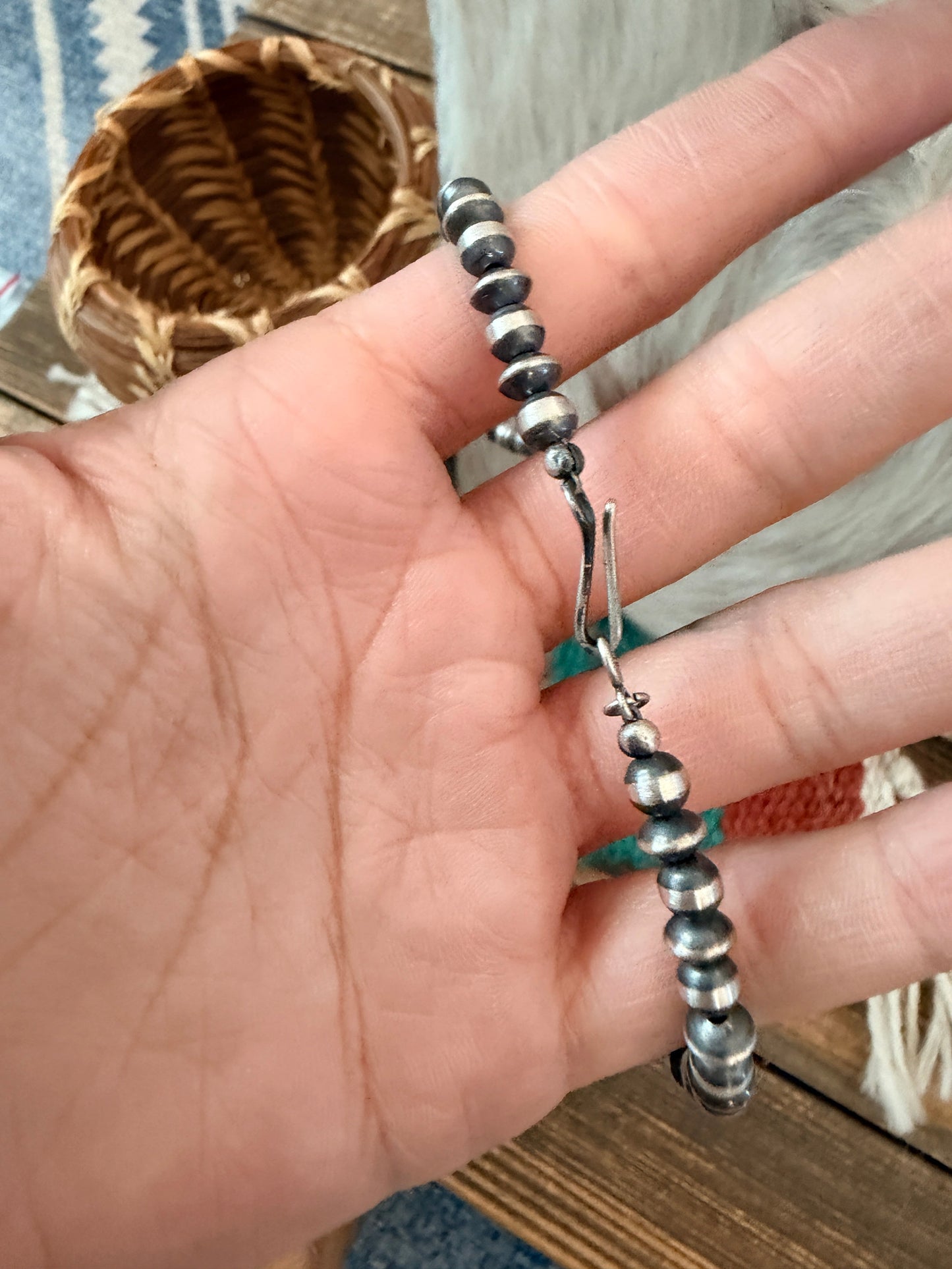 Handcrafted 5mm Sterling Silver Pearl Beaded Necklace