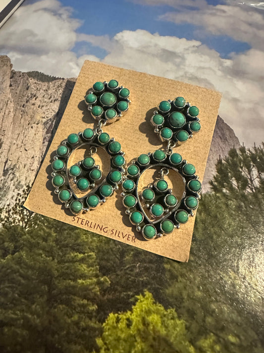 Beautiful Handmade Turquoise Post Dangle Earrings By Dan Dodson