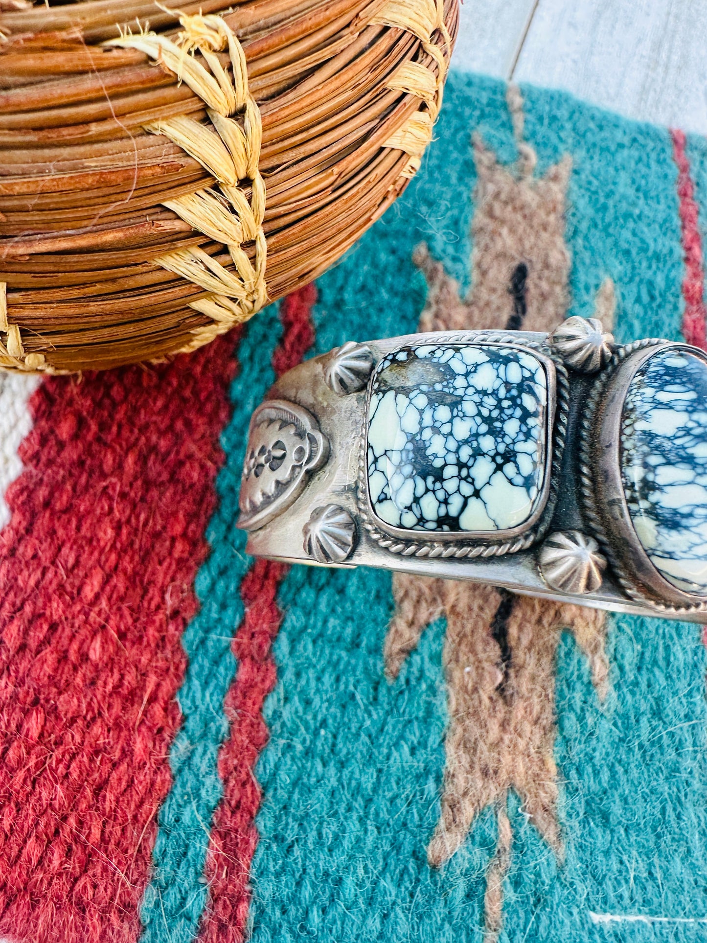 Handcrafted Old Pawn Sterling Silver & Variscite Cuff Bracelet