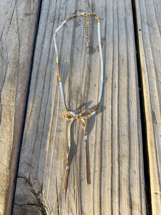 “The Golden Collection” BOW NECKLACE Handmade Gold Plated Necklace STYLE 2