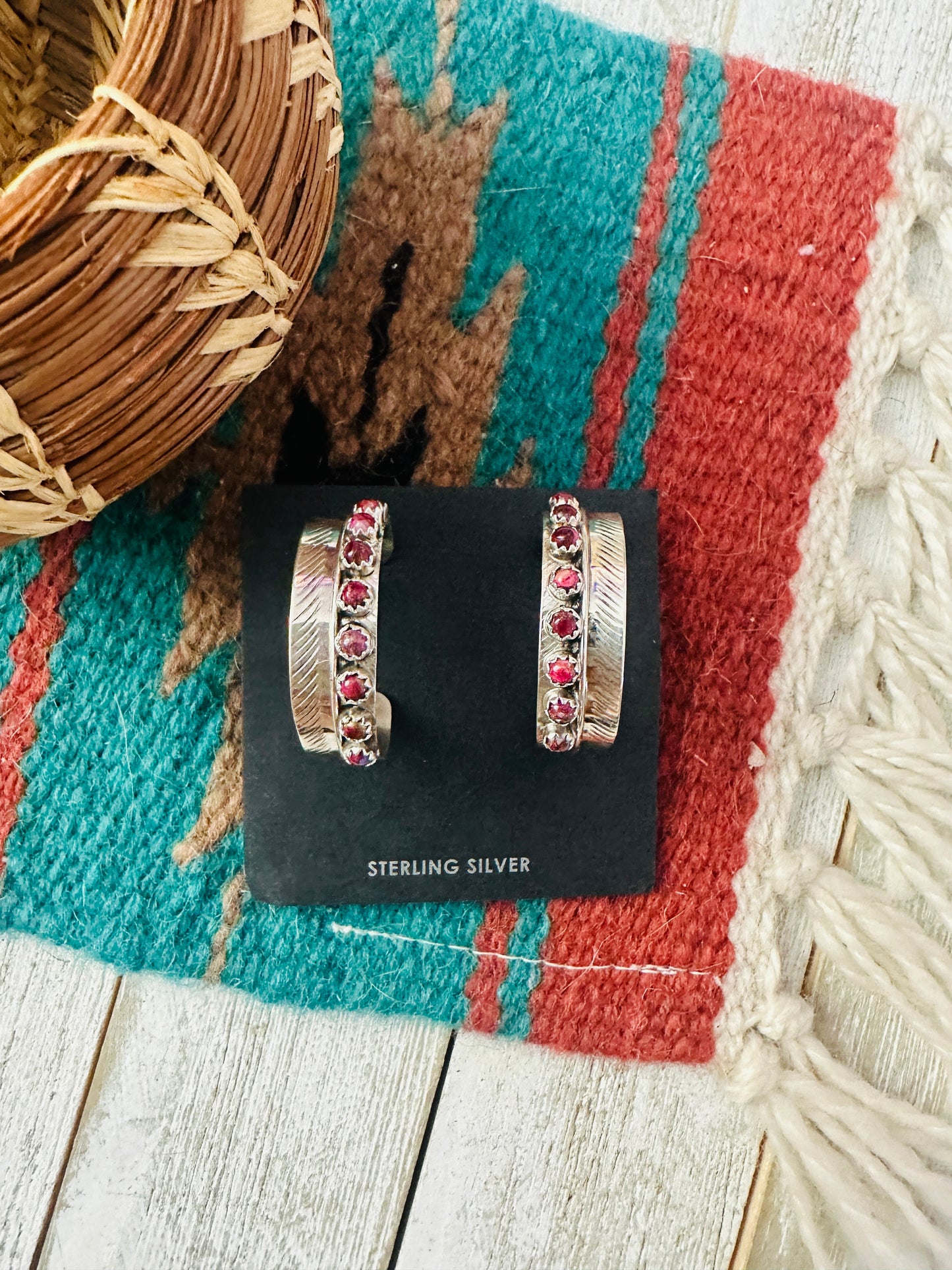 Handcrafted Purple Spiny & Sterling Silver Hoop Earrings