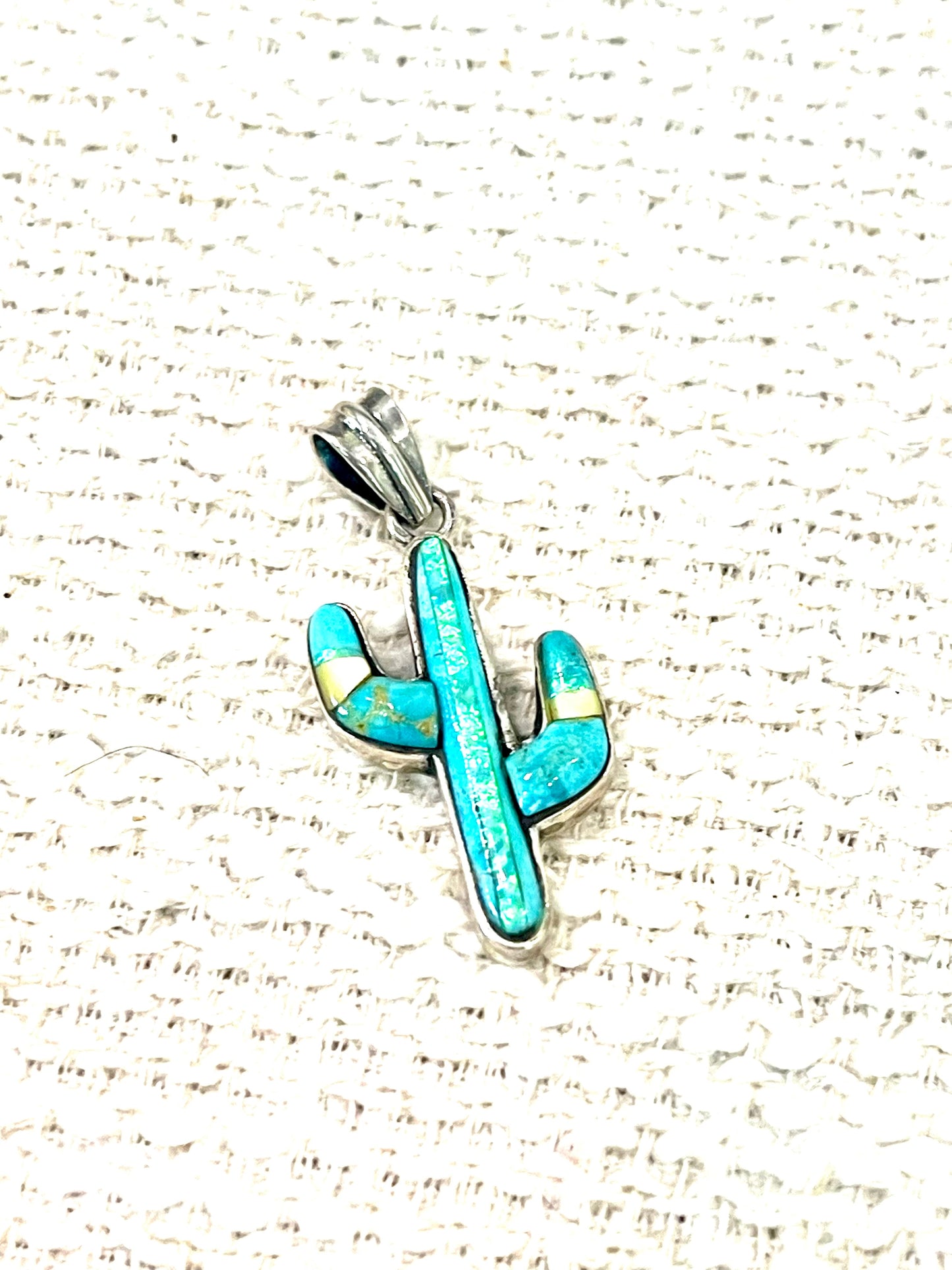 Handmade Sterling Silver & Multi Stone Cactus Pendant