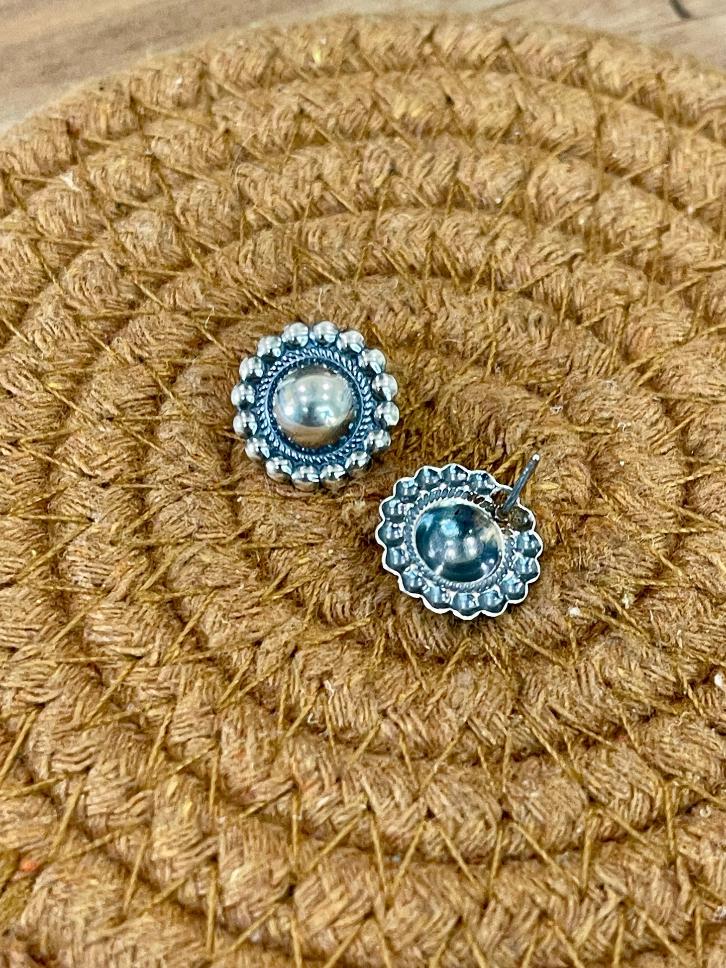 Handmade Sterling Silver Post Circle Earrings