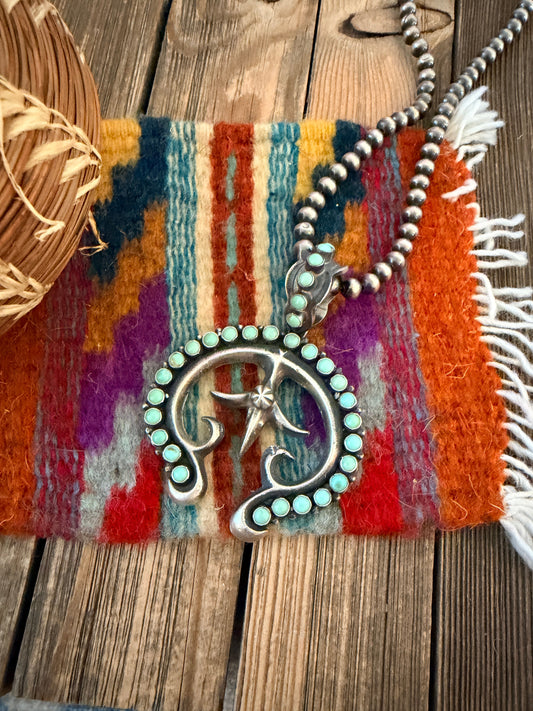 Handcrafted Sterling Silver & Turquoise Naja Pendant by Shawn Cayatineto