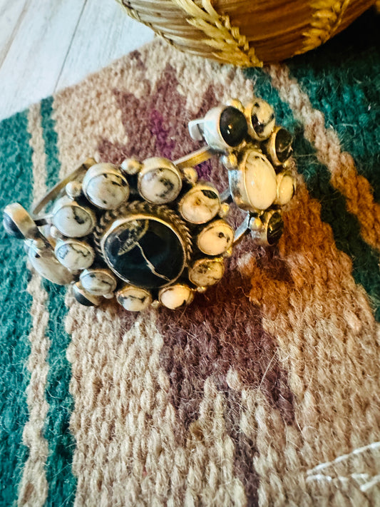 Handcrafted White Buffalo & Sterling Silver Cuff Bracelet