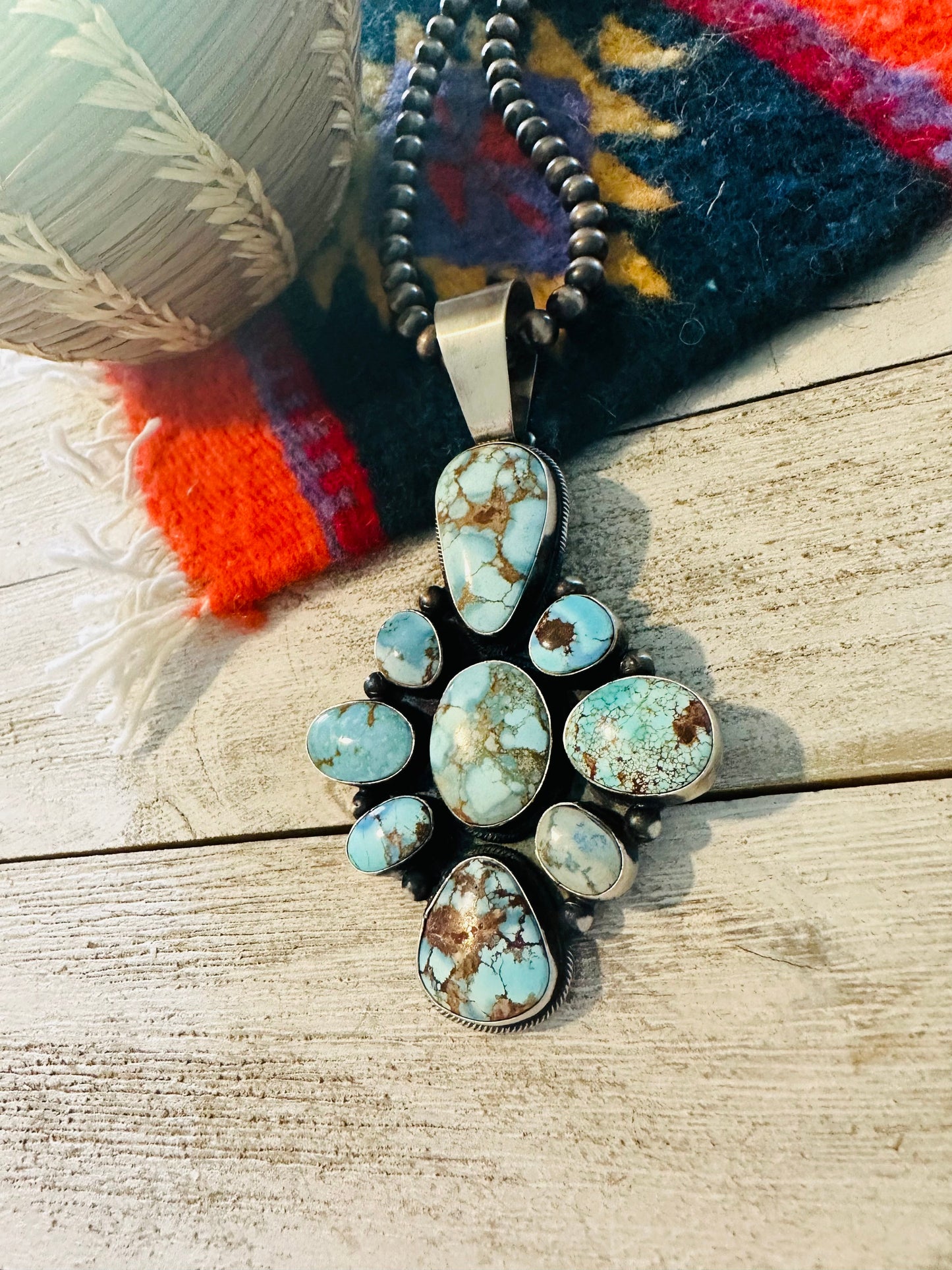 Handcrafted Golden Hills Turquoise & Sterling Silver Pendant by Paul Livingston