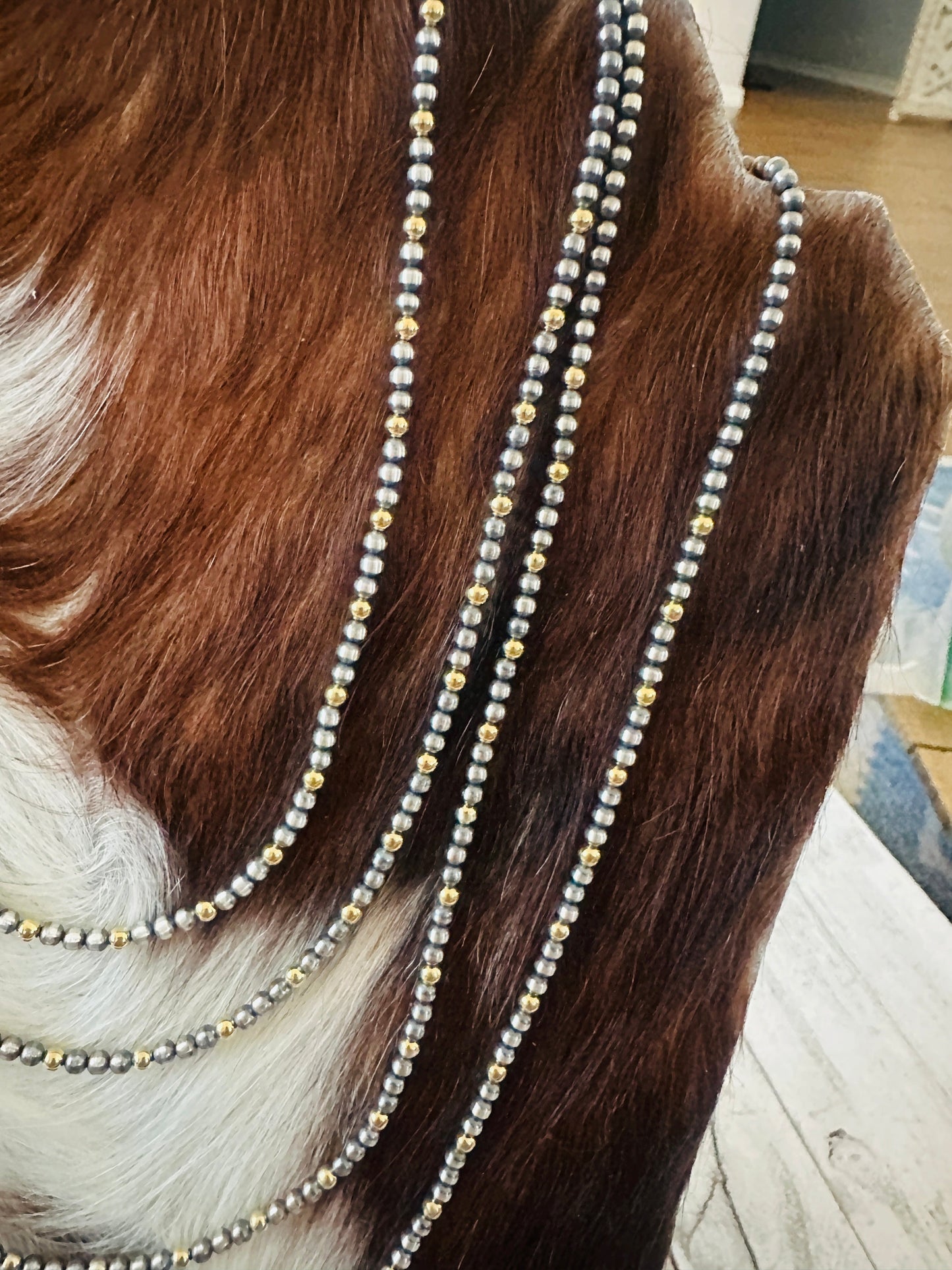 Handcrafted Sterling Silver & Gold Pearl Beaded Necklace