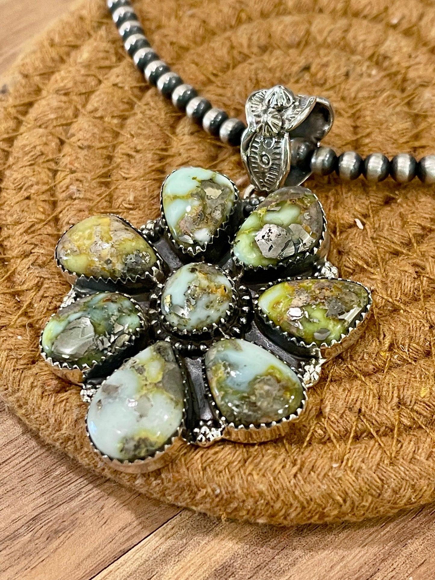 Handcrafted Sterling Silver & Palomino Cluster Pendant