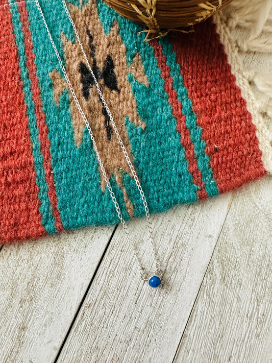Handcrafted Sterling Silver & Lapis Dot Necklace