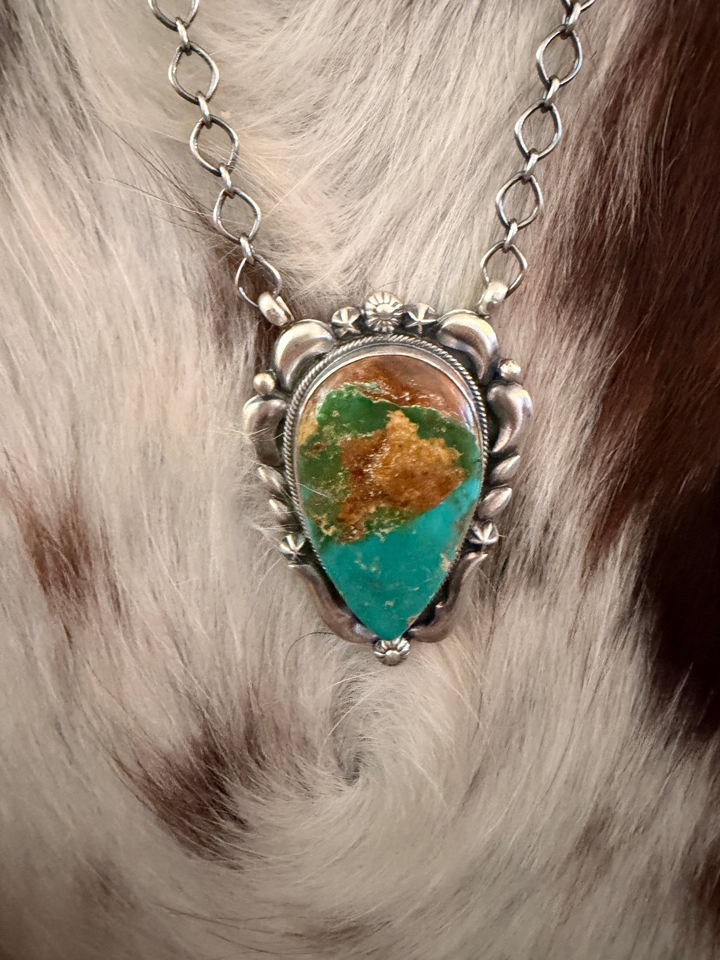 Handcrafted Royston Turquoise & Sterling Silver Necklace by Jackson Hoskie