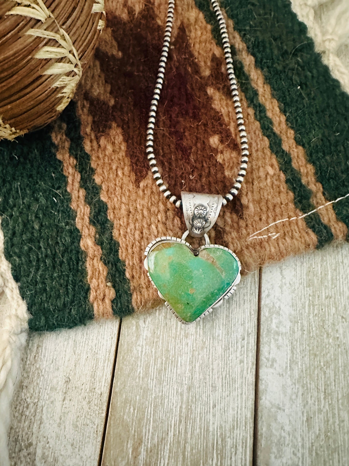 Handmade Turquoise & Sterling Silver Heart Pendant