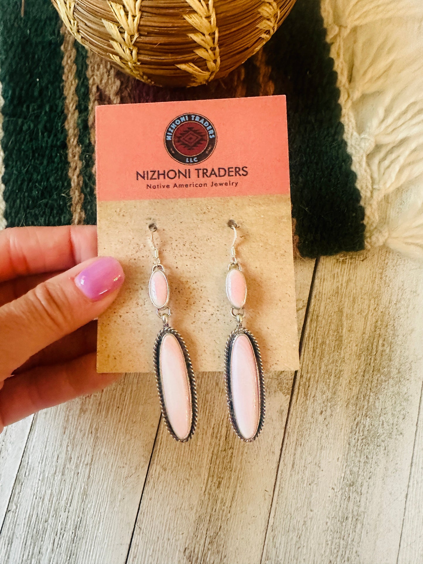 Handcrafted Sterling Silver & Queen Pink Conch Dangle Earrings