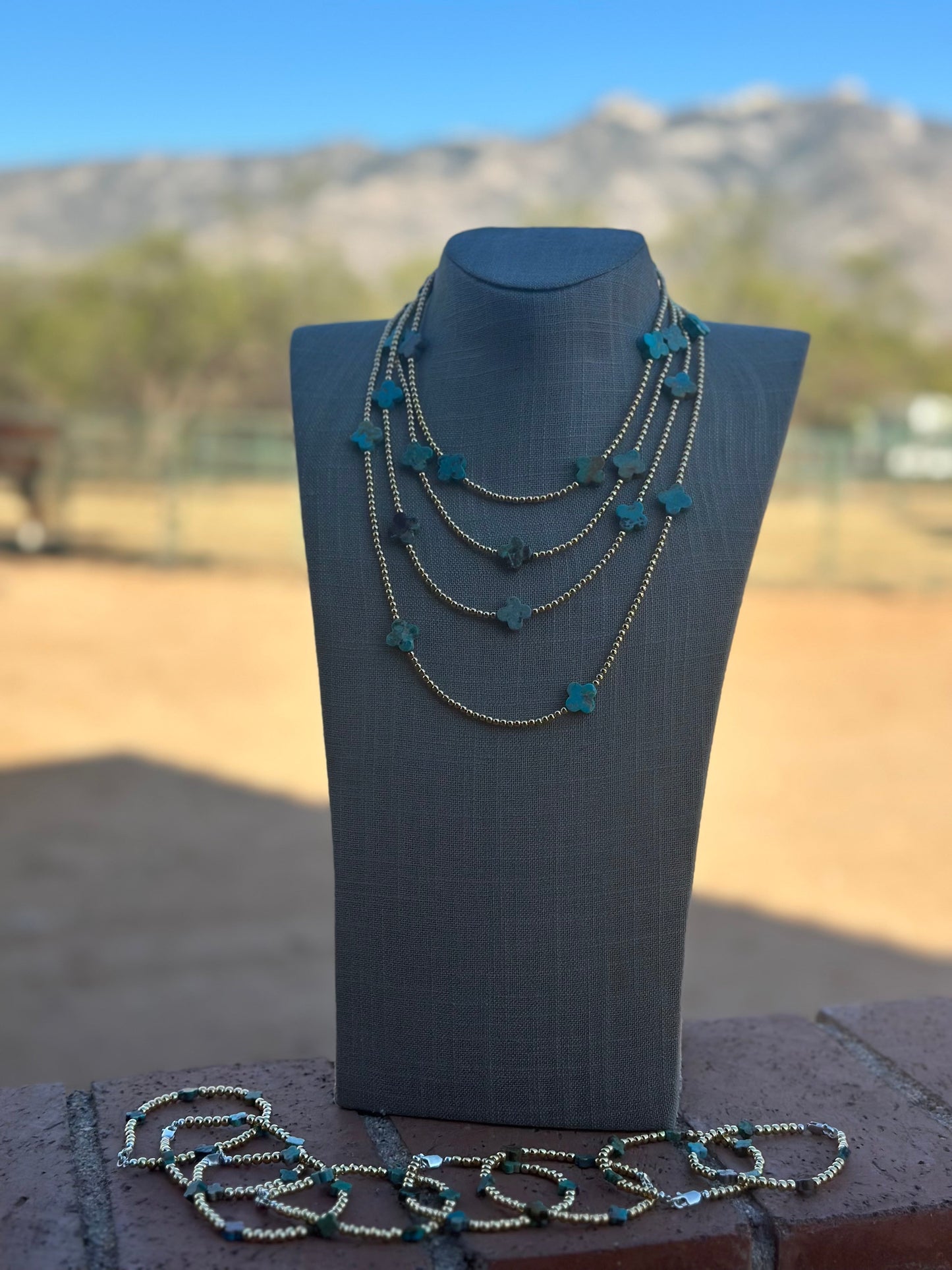 Cle’vara Turquoise, Gold & Sterling Silver Beaded Necklace