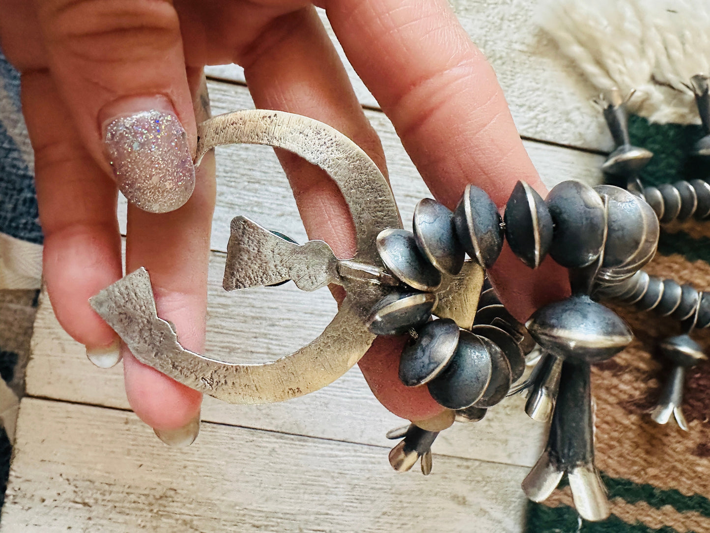 Handcrafted Turquoise & Sterling Silver Squash Blossom Necklace