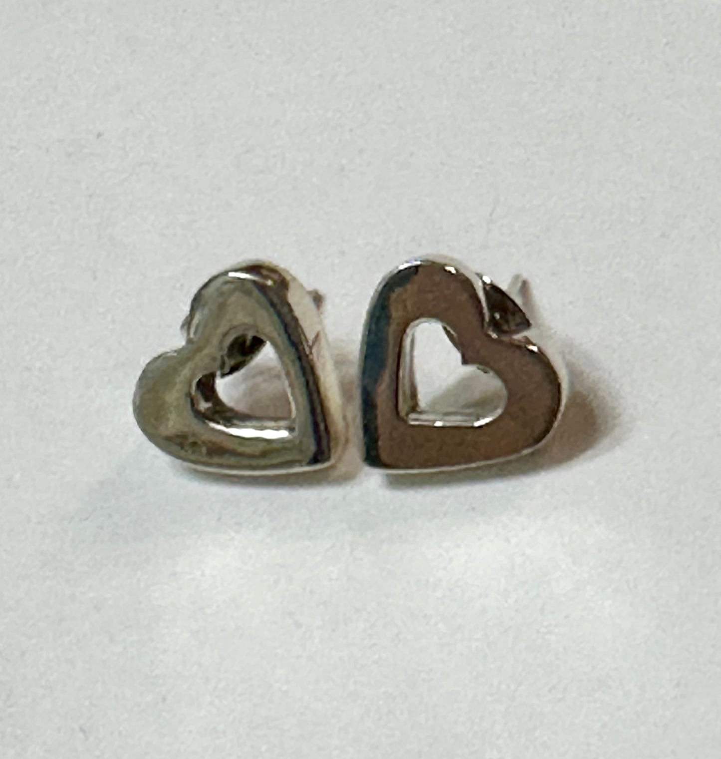 Hollow Heart Sterling Silver Stud Earrings