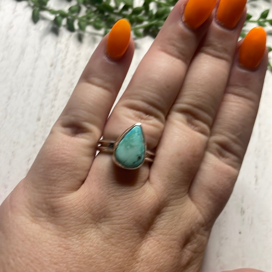 Handcrafted Turquoise Sterling Silver Teardrop Ring