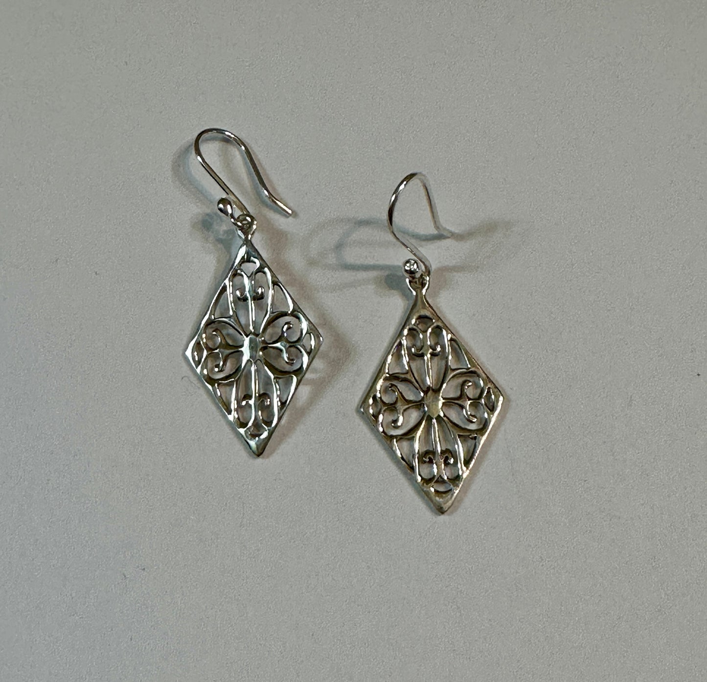 Pretty Filigree Diamond Earrings on Hook