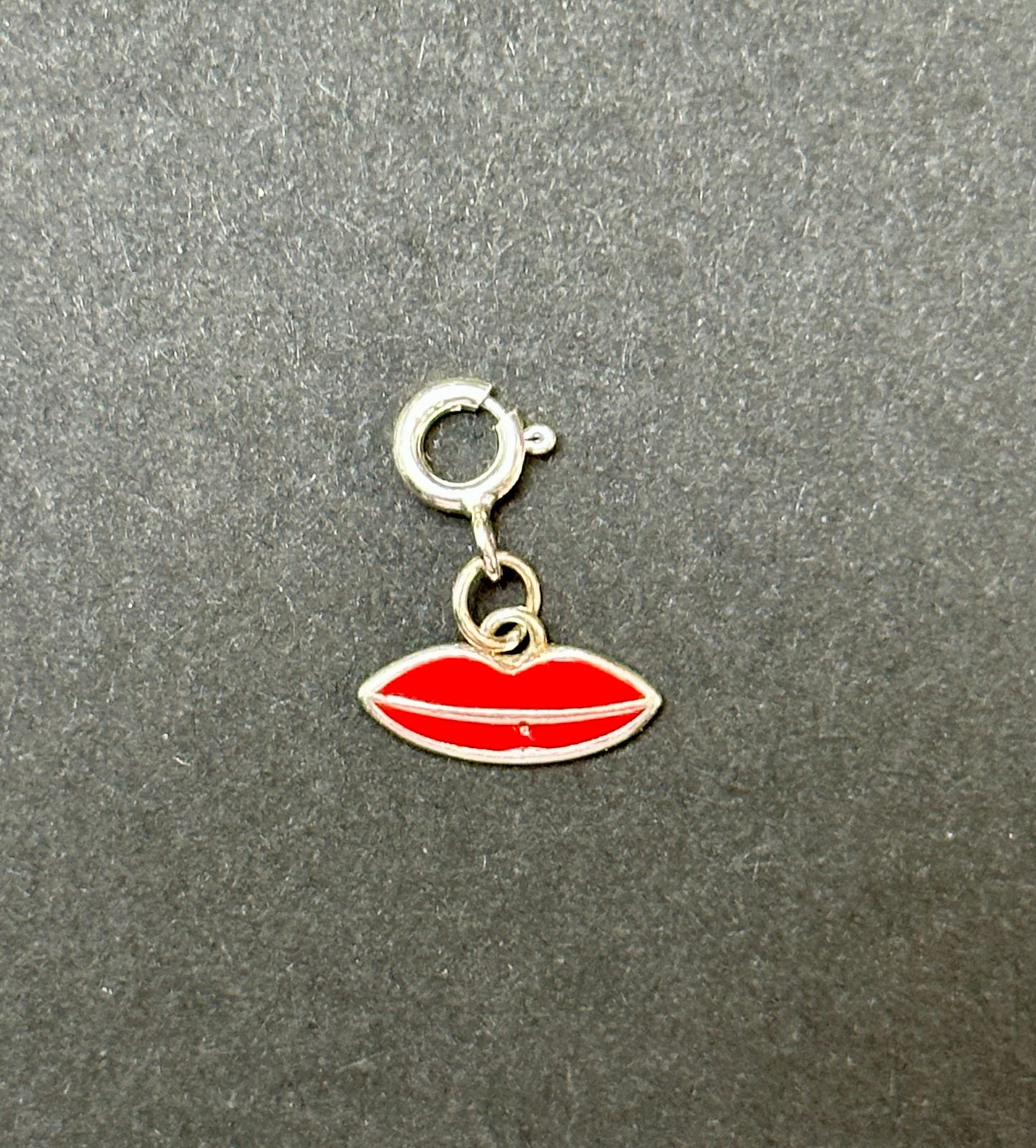 Sterling Silver Red Lips Charm