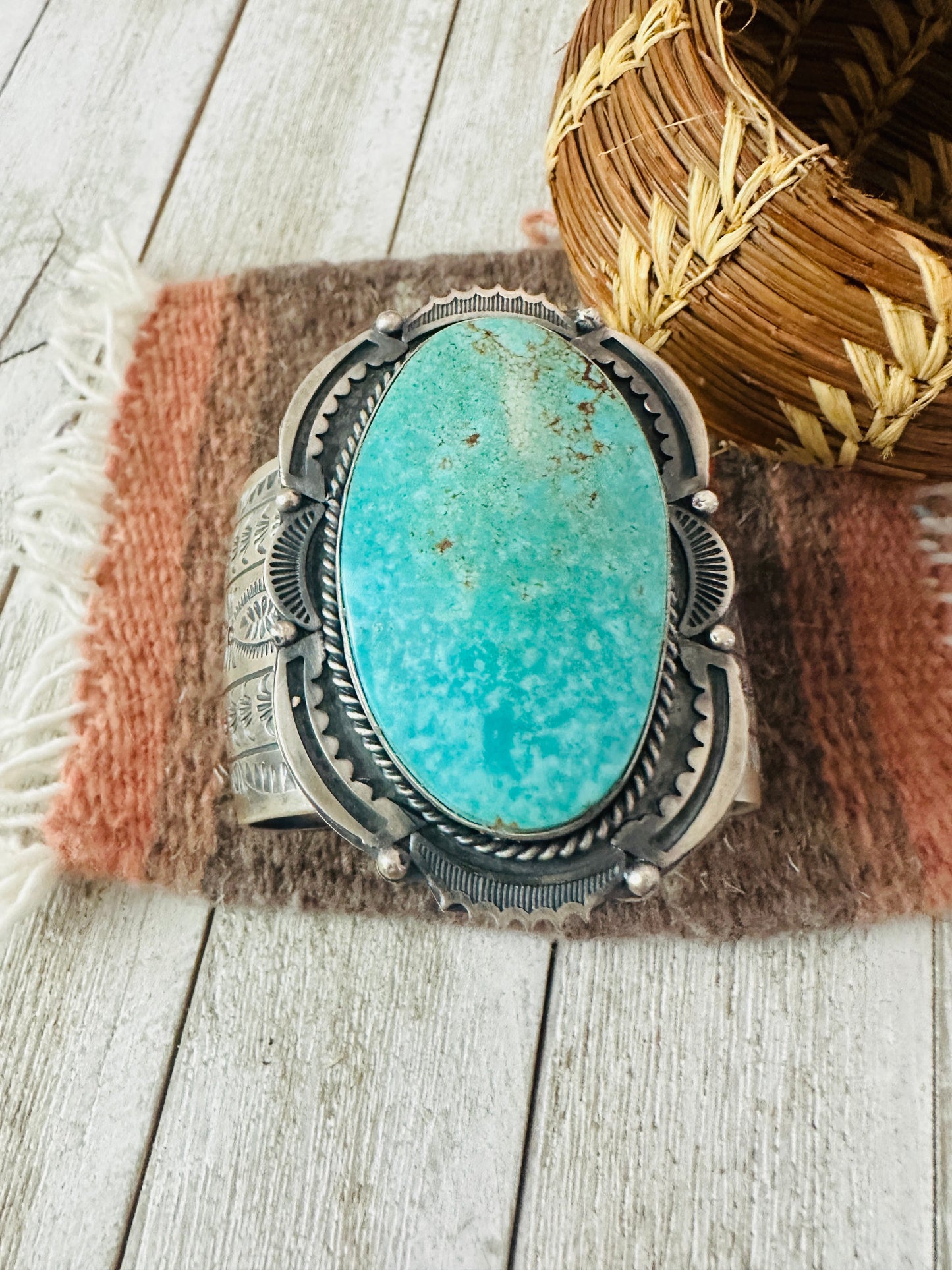 Handcrafted Sterling Silver & Kingman Turquoise Cuff Bracelet by Boyd Ashley