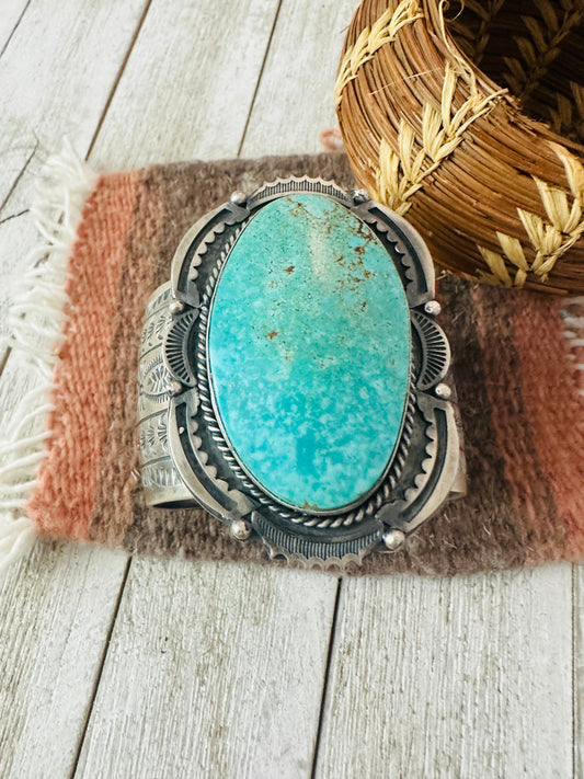 Handcrafted Sterling Silver & Kingman Turquoise Cuff Bracelet by Boyd Ashley