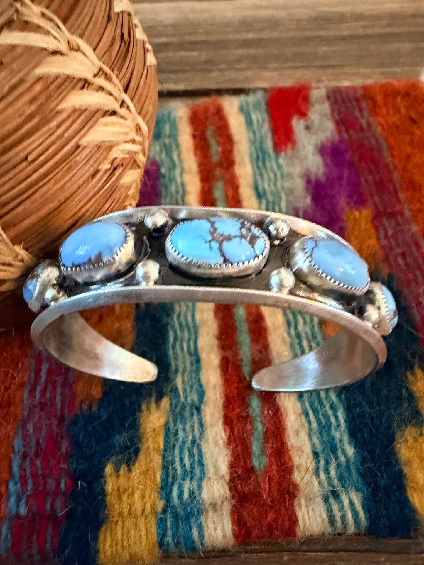 Handcrafted Golden Hills Turquoise & Sterling Silver Cuff Bracelet by Paul Largo