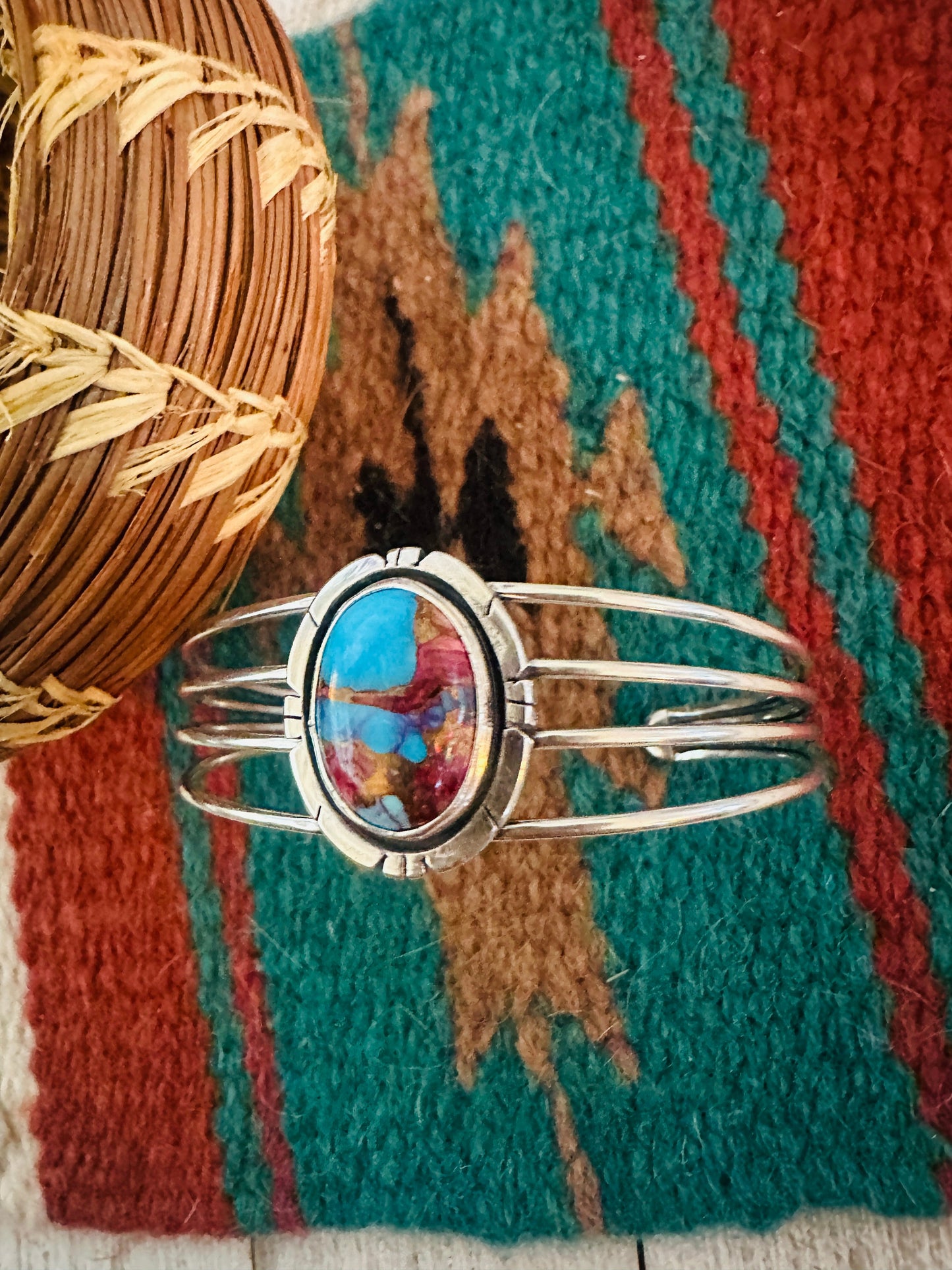 Handcrafted Sterling Silver & Pink Dream Mojave Cuff Bracelet