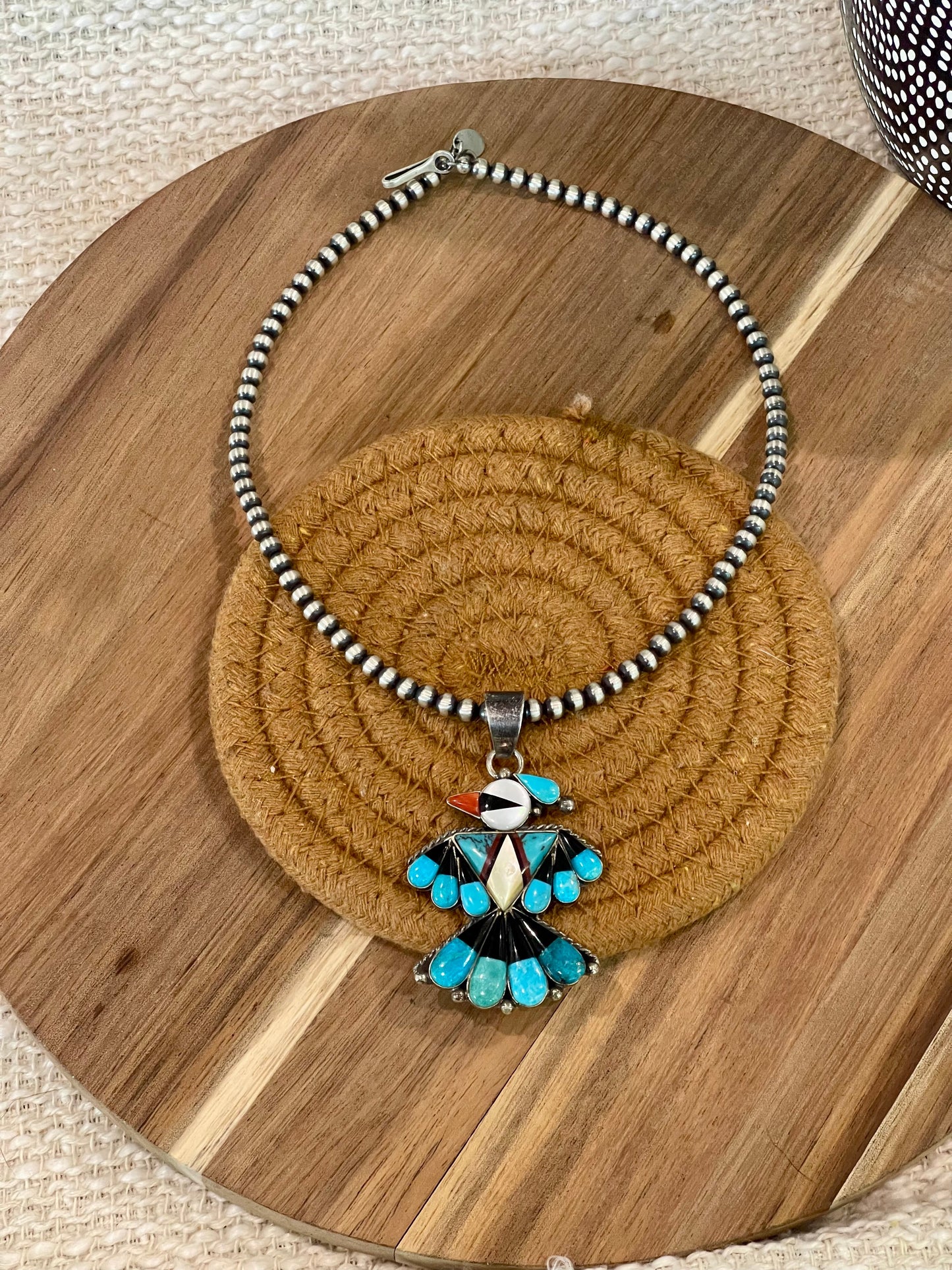 Handmade Sterling Silver & Multi Stone Thunderbird Pendant