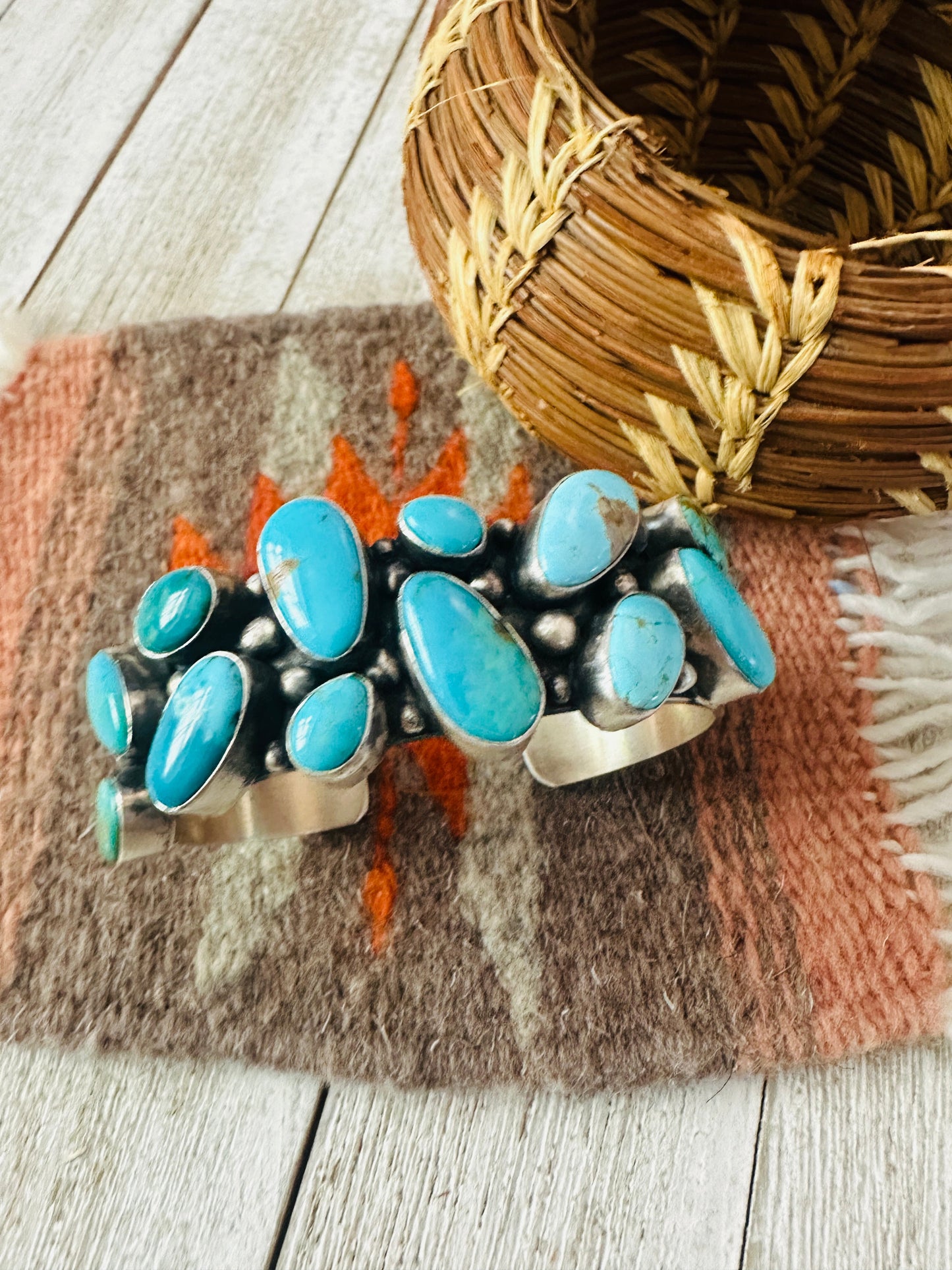 Handcrafted Turquoise & Sterling Silver Cuff Bracelet by Bobby Johnson /