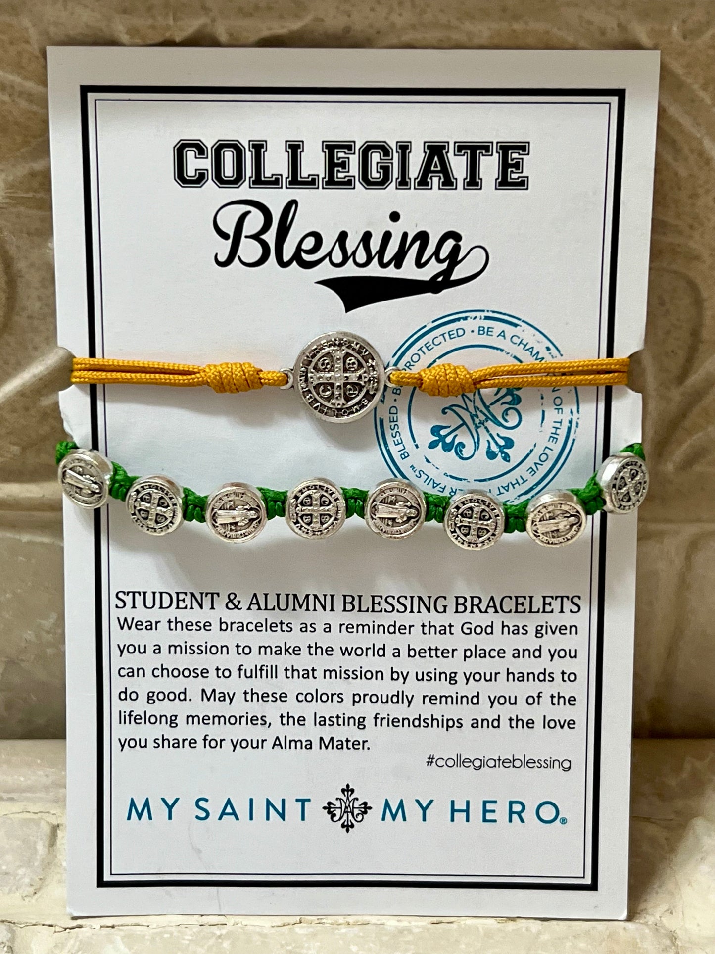 Student & Alumni Blessing Cross Bracelet- Yellow & Green