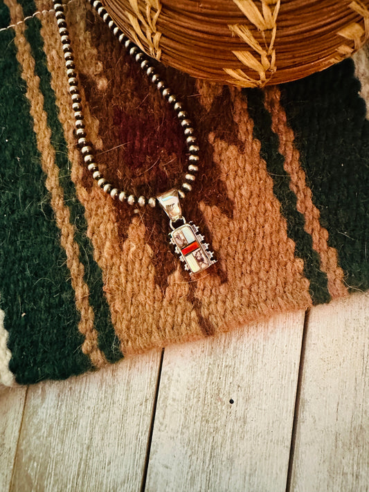 Handcrafted Multi Stone & Sterling Silver Inlay Pendant