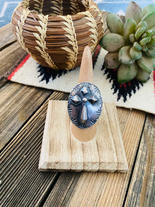 Navajo Sterling Silver Cross Ring Size 6.5 By Tim Yazzie
