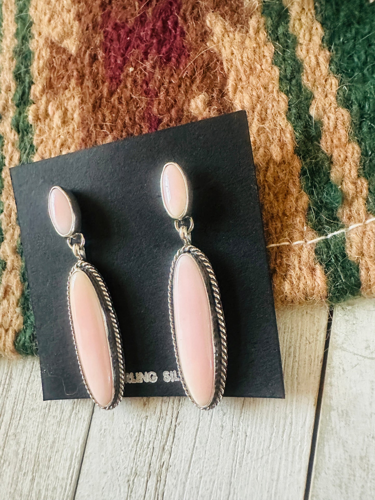 Handcrafted Sterling Silver & Queen Pink Conch Dangle Earrings