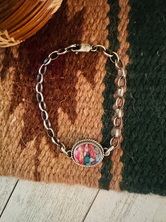 Handcrafted Pink Dream Mojave & Sterling Silver Link Bracelet