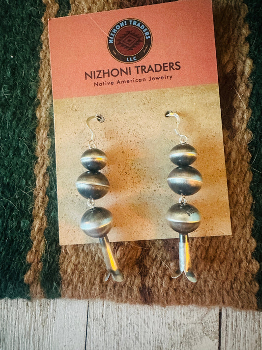 Handcrafted Sterling Silver Beaded Blossom Dangle Earrings