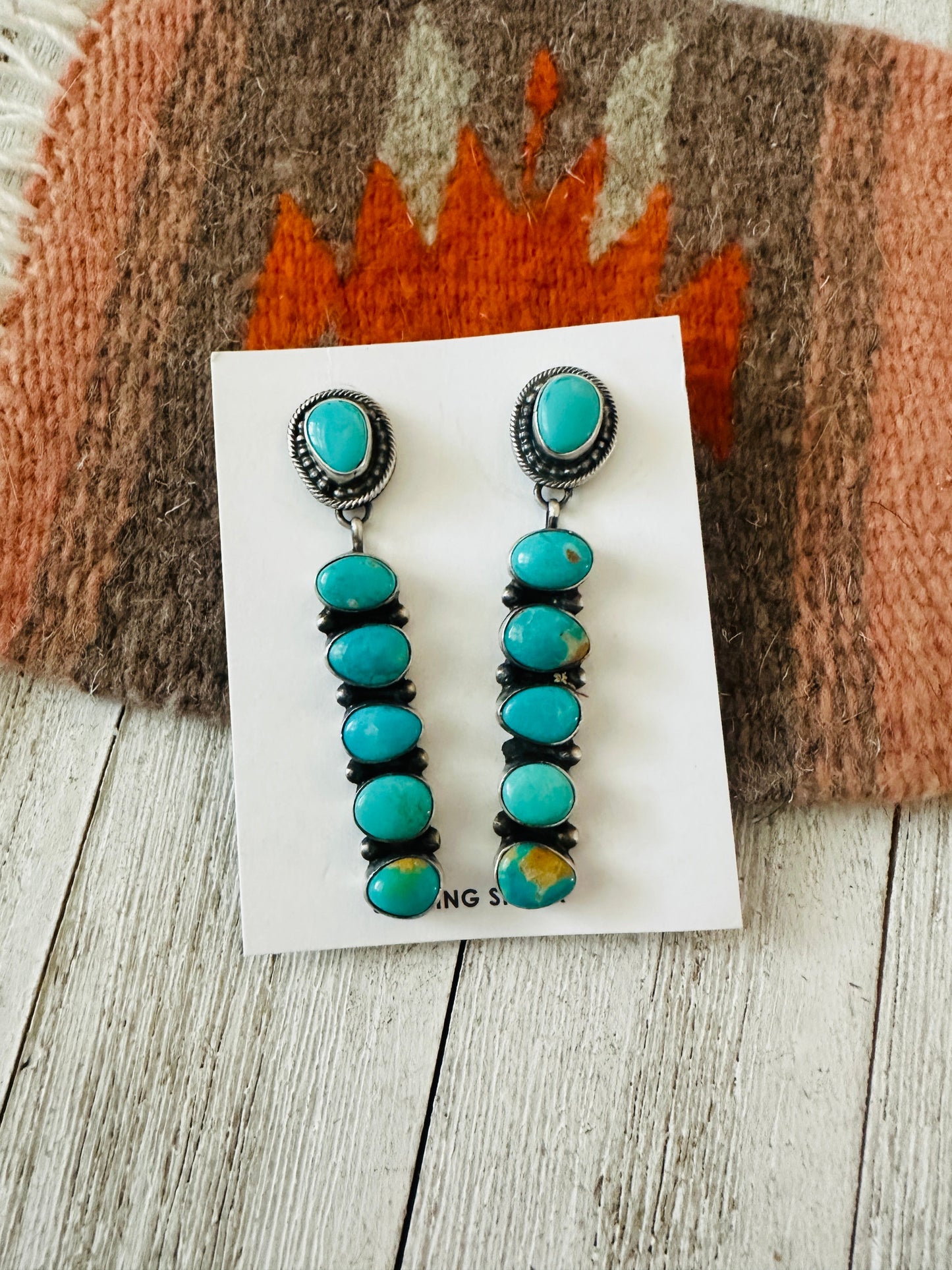 Handcrafted Turquoise & Sterling Silver Dangle Earrings