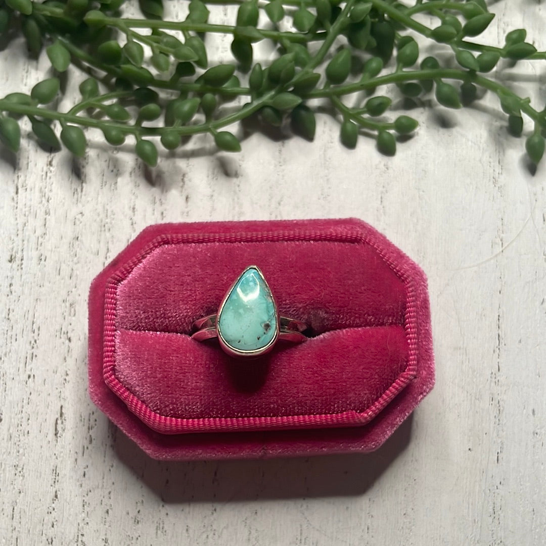 Handcrafted Turquoise Sterling Silver Teardrop Ring