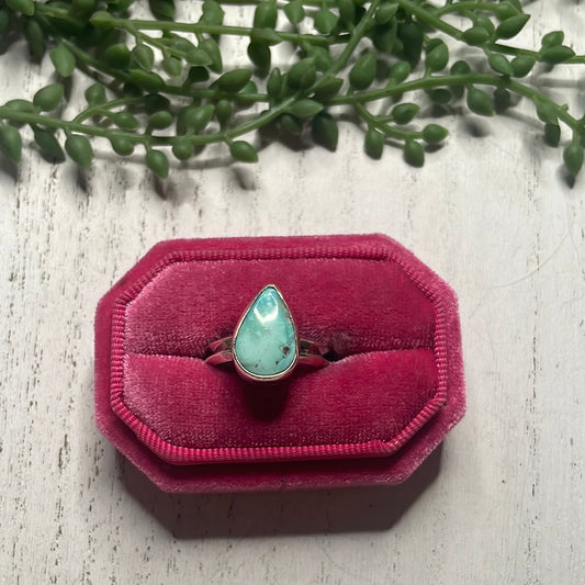 Handcrafted Turquoise Sterling Silver Teardrop Ring