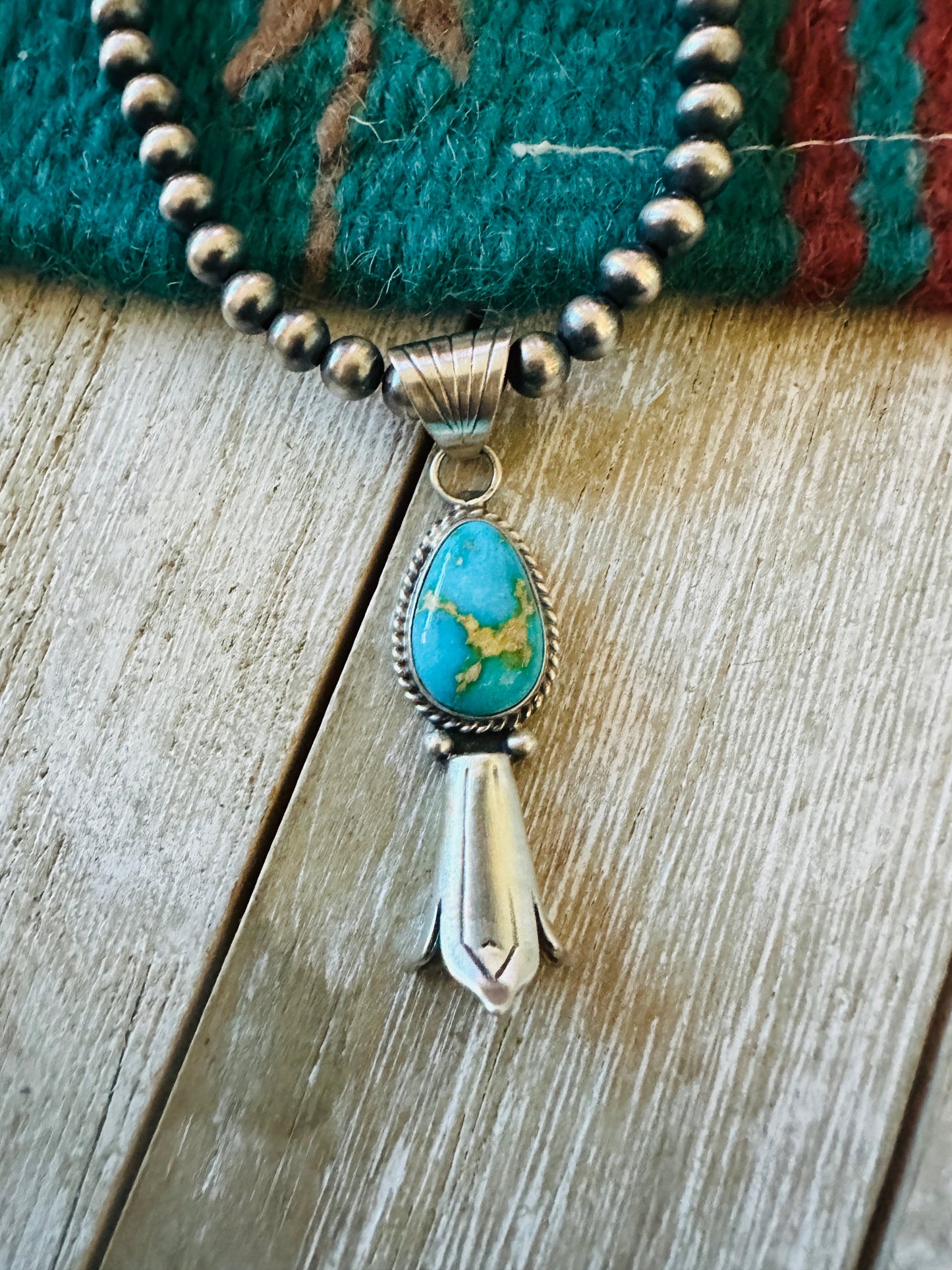 Handcrafted Sterling Silver & Sonoran Gold Turquoise Blossom Necklace