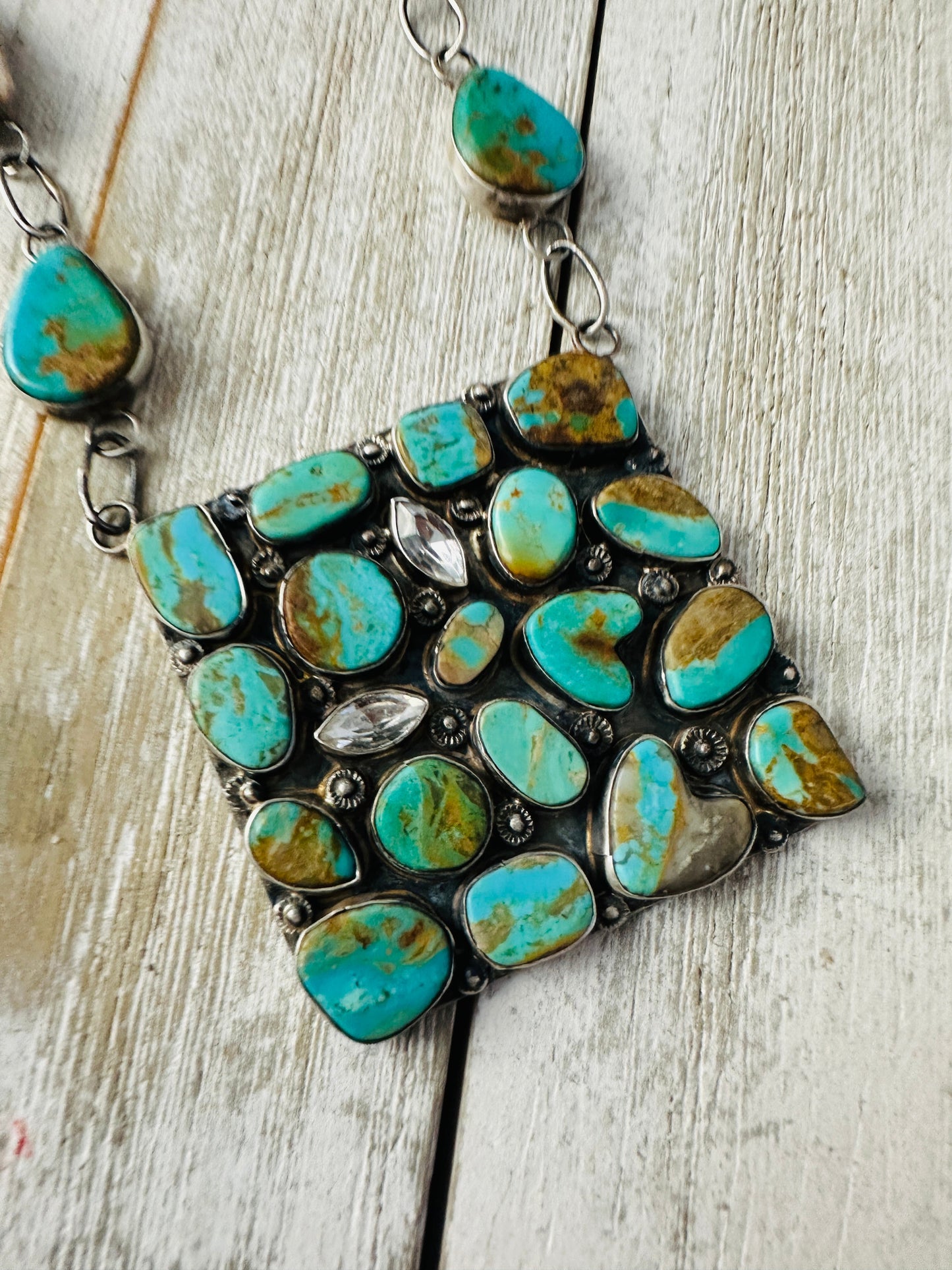 Handcrafted Sterling Silver & Royston Turquoise Necklace by Jacqueline Silver