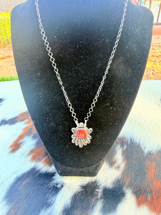Handcrafted Spiny Oyster & Sterling Silver Necklace