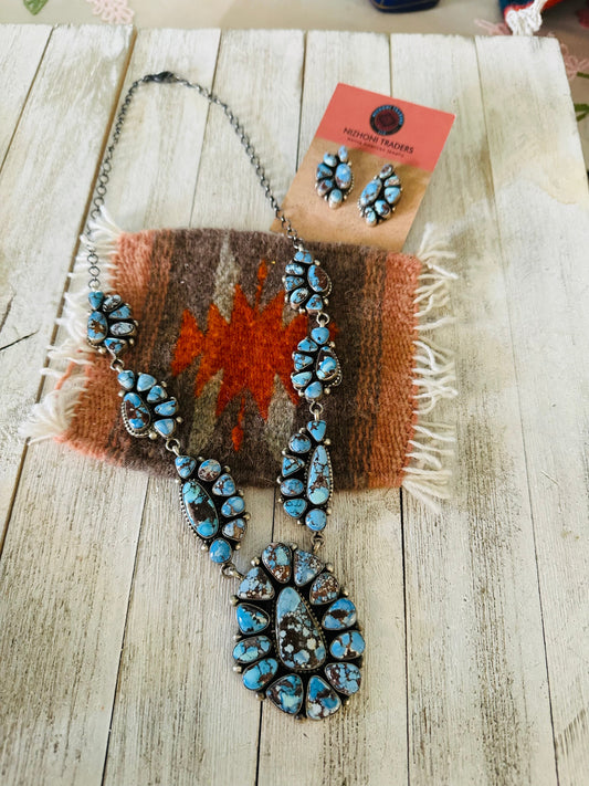 Handcrafted Golden Hills Turquoise & Sterling Silver Necklace Set