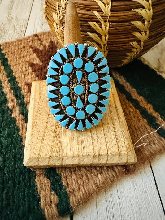 Handcrafted Turquoise & Sterling Silver Cluster Ring