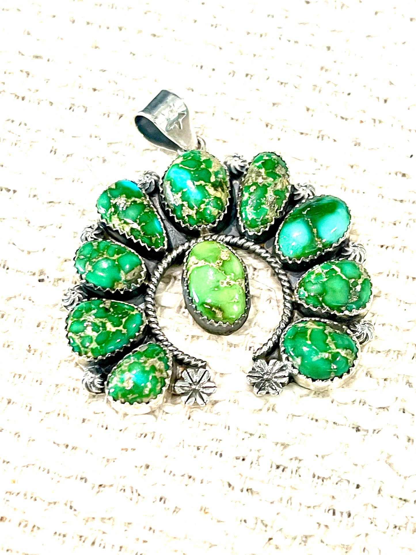 Handmade Sterling Silver & Sonoran Gold Turquoise Naja Cluster Pendant