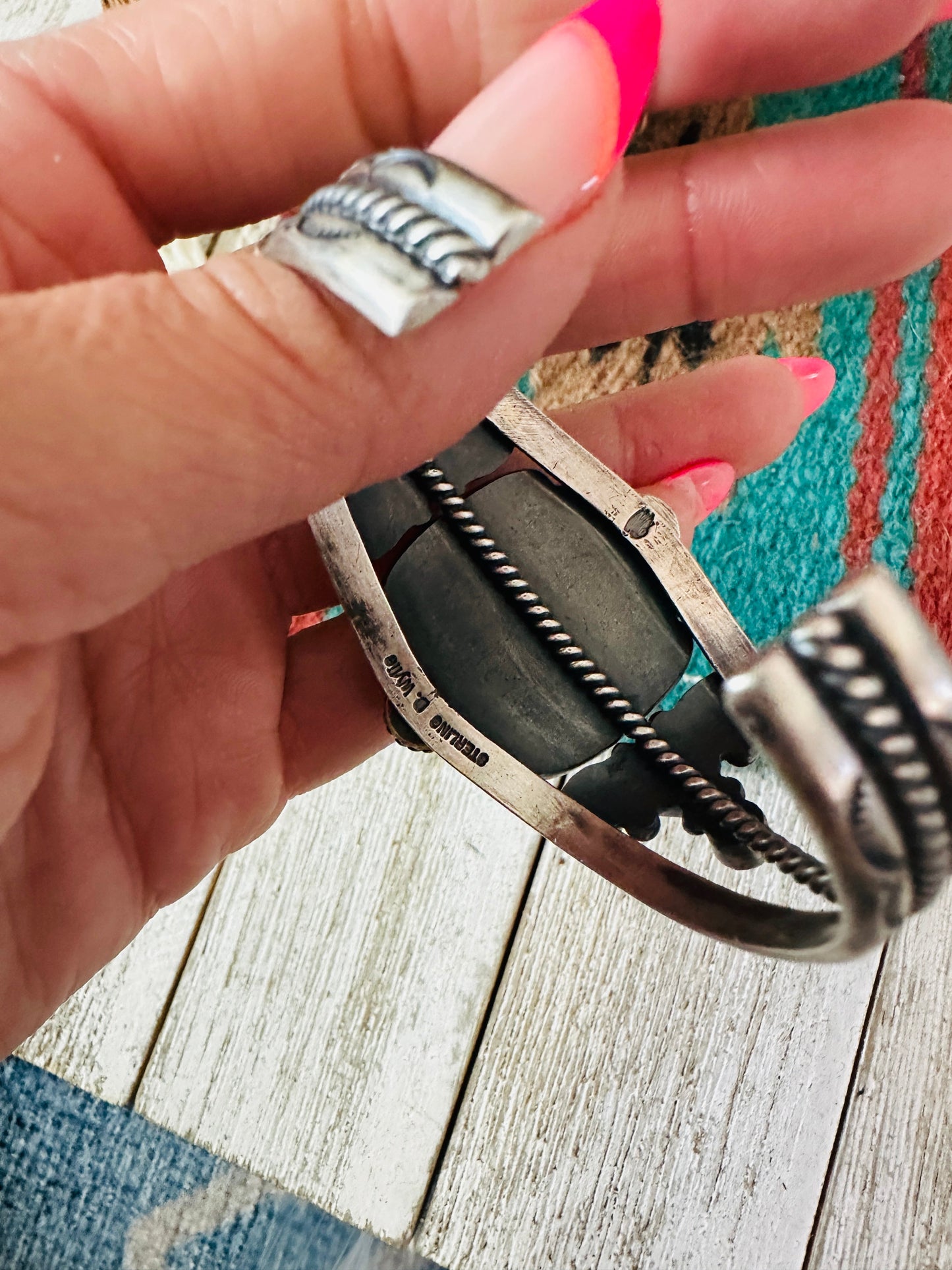 Handcrafted Sterling Silver & Orange Spiny Cuff Bracelet by Diane Wylie NF